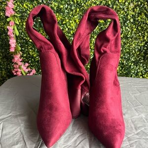 JustFab Rich Burgundy Heeled Boots